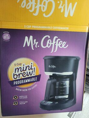Mr. Coffee 5 Cup Programmable Coffee Maker Mini Brew Black New Open Box 2191952